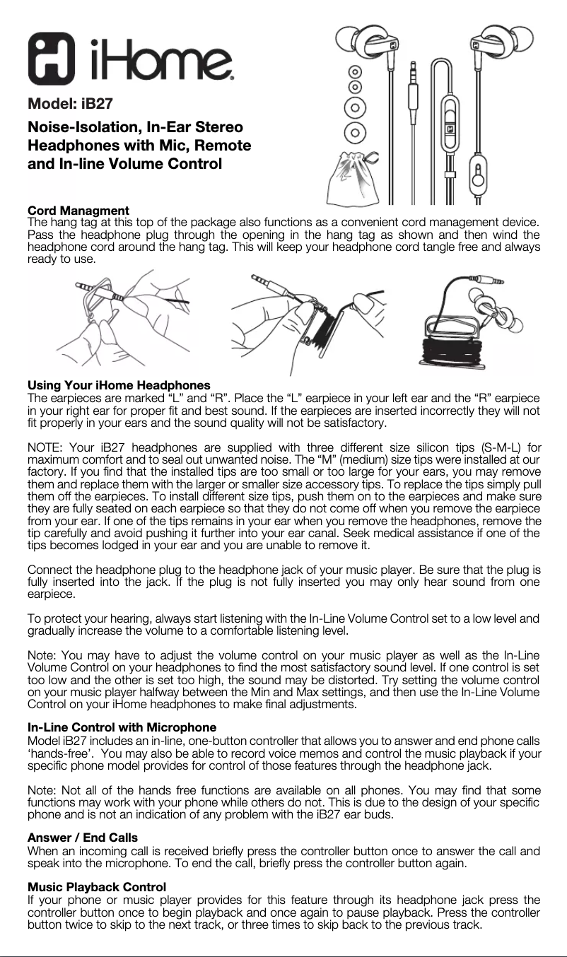 Página 1 del manual Manual de usuario iHome iB27