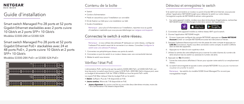 Page n°1 - Guide d'installation Netgear ProSafe S3300