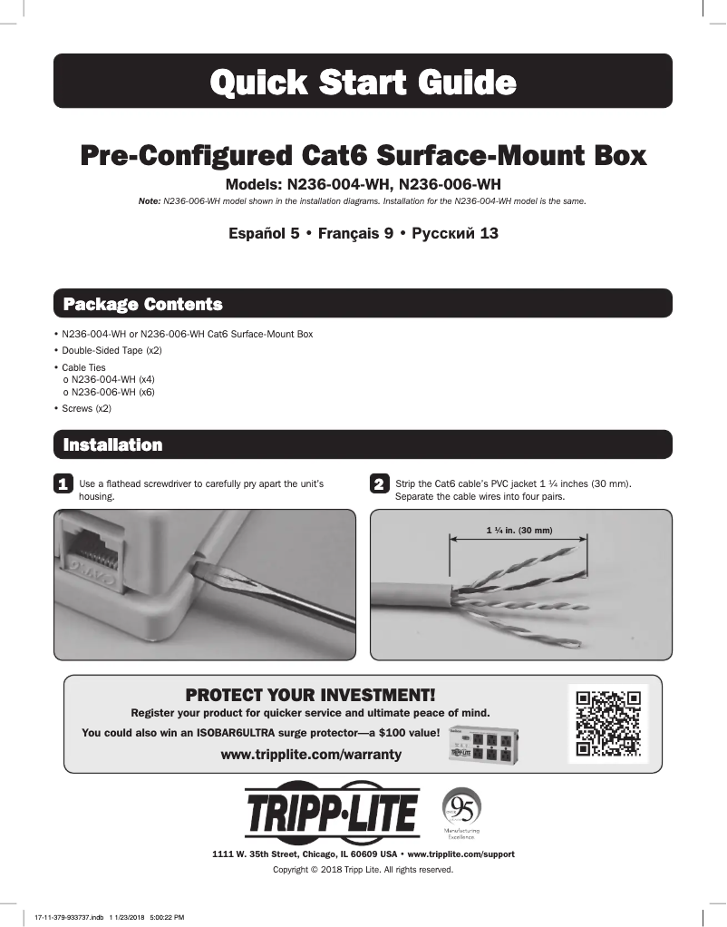 Page 1 de la notice Manuel utilisateur Tripp Lite N236-006-WH