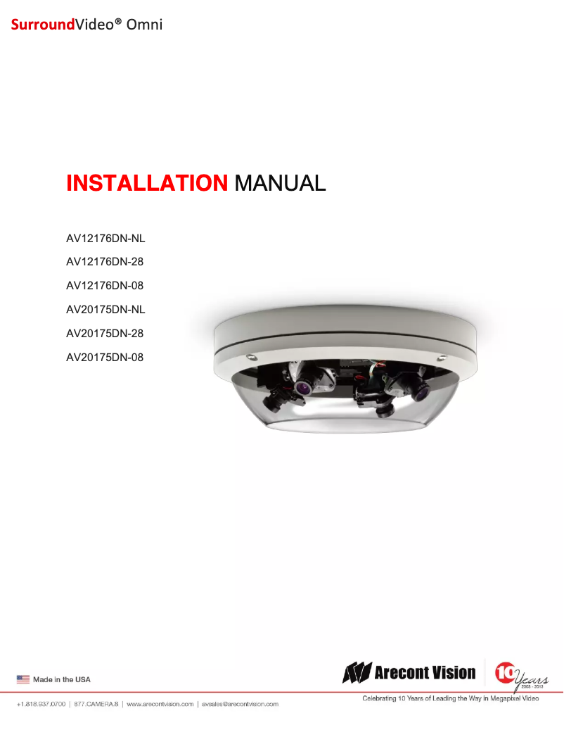 Page n°1 - Manuel utilisateur Arecont Vision AV12176DN-NL