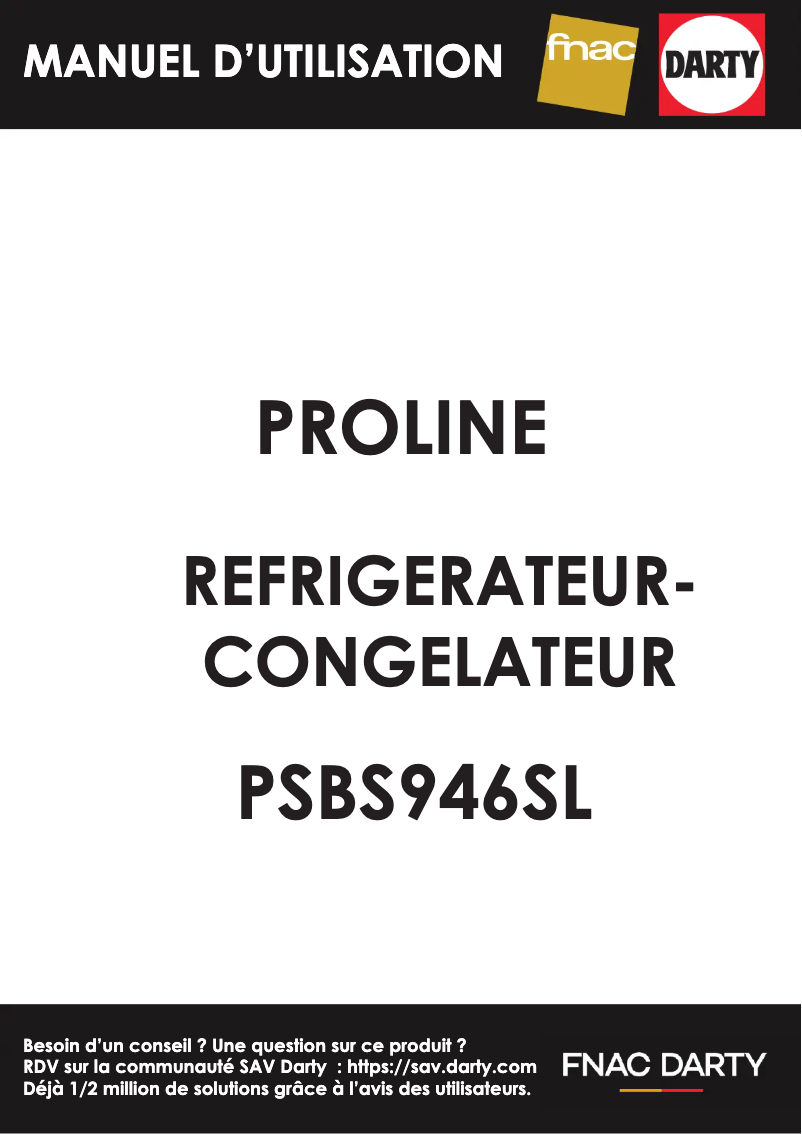 Page 1 de la notice Manuel utilisateur Proline PSBS946SL