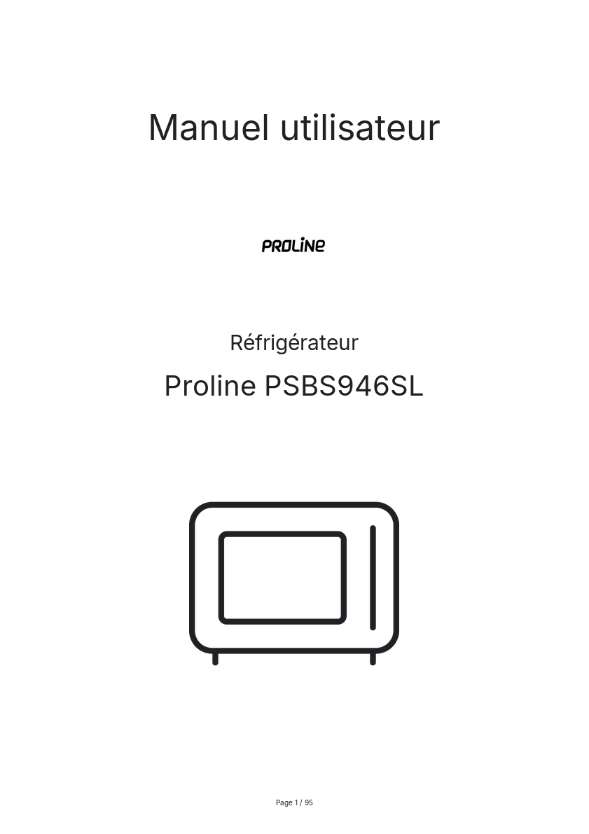 Page n°1 - Manuel utilisateur Proline PSBS946SL