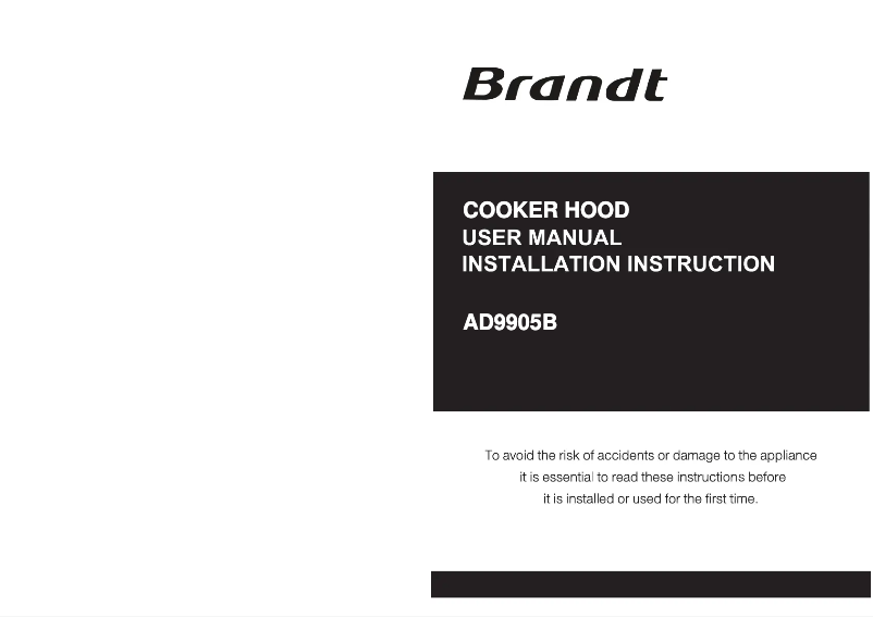 Page n°1 - Manuel utilisateur Brandt AD9905B