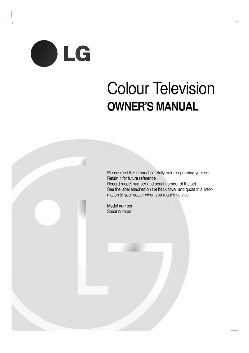 Page n°1 - Manuel utilisateur LG PT-53A82