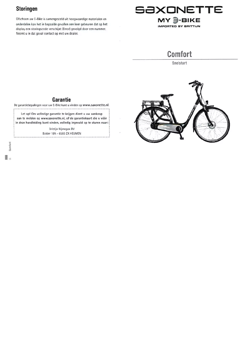 Page 1 de la notice Manuel utilisateur Saxonette Comfort