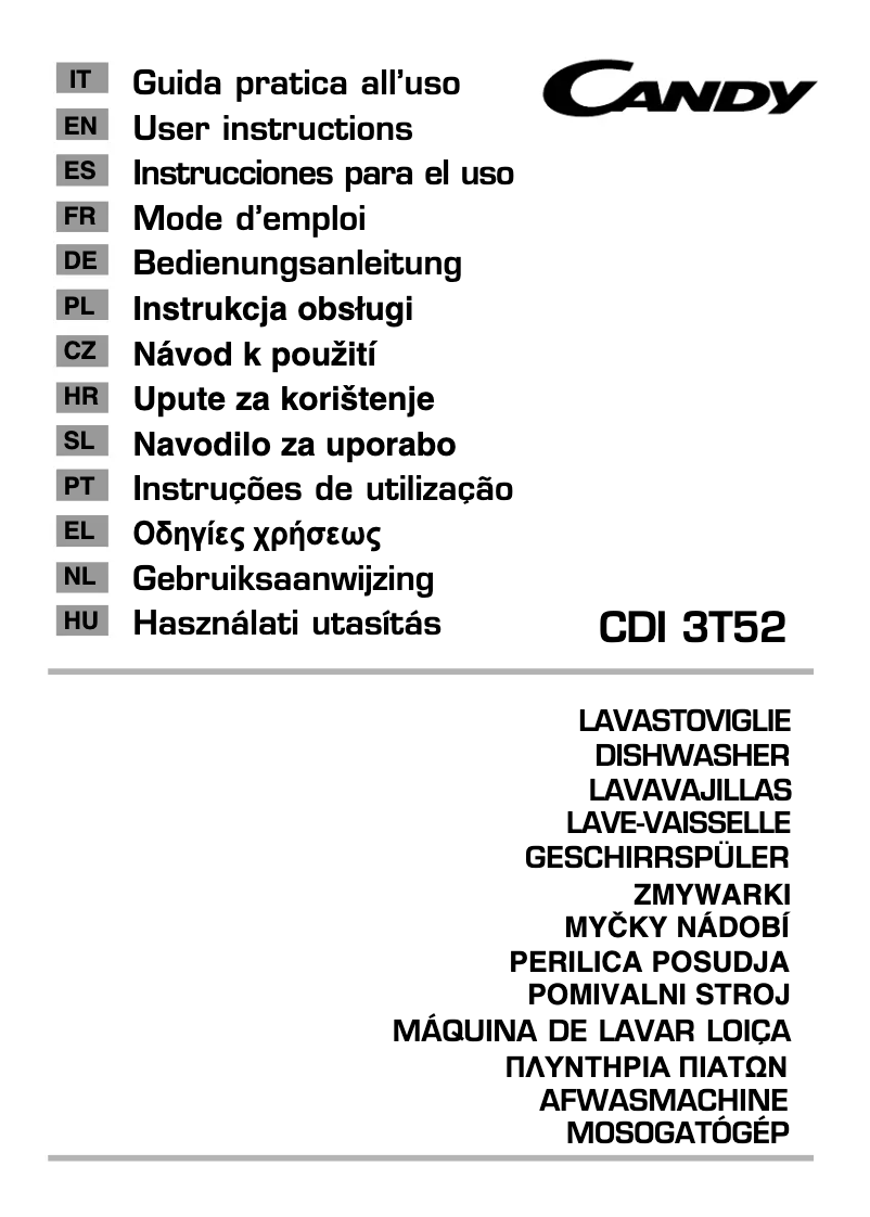 Page n°1 - Manuel utilisateur Candy CDI 3T52