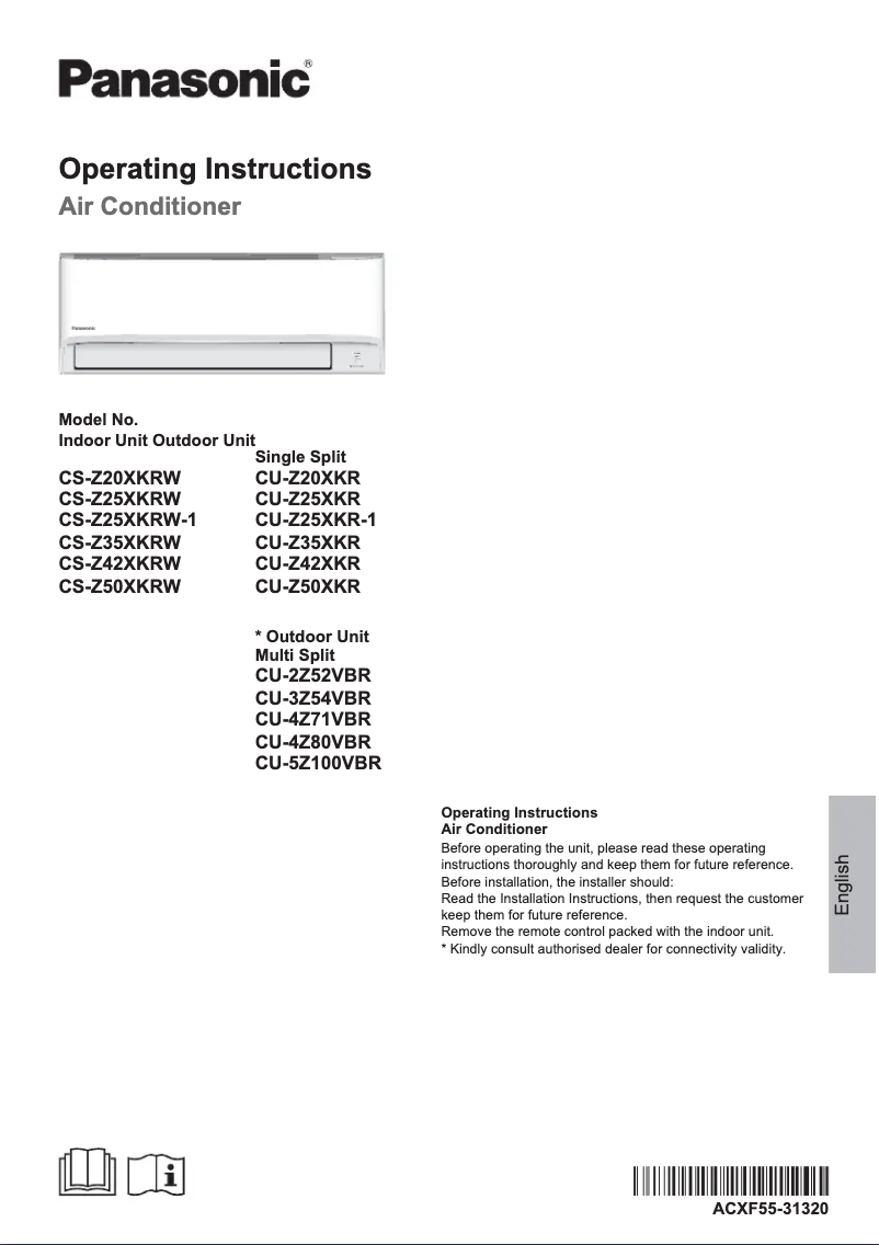 Page 1 de la notice Manuel utilisateur Panasonic CU-Z42XKR
