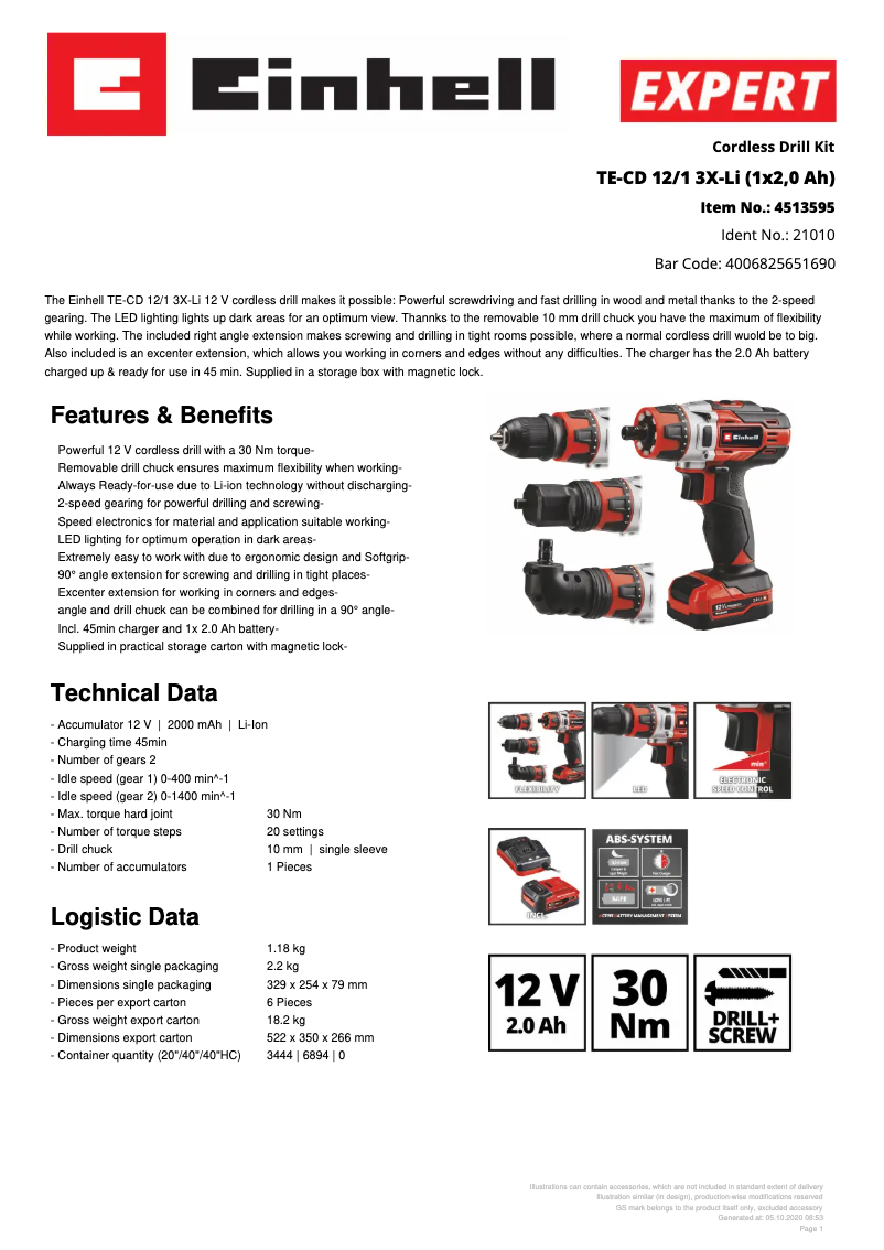 Image de la première page du manuel de l'appareil TE-CD 12/1 3X-Li