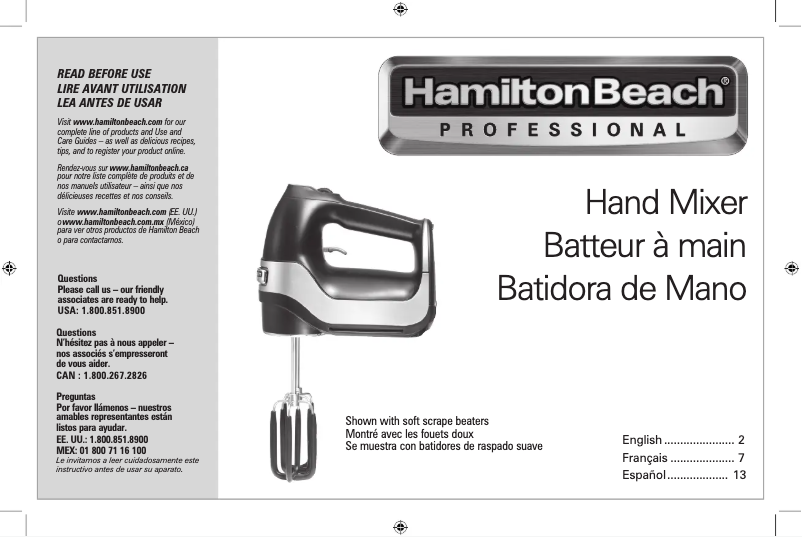 Page 1 de la notice Manuel utilisateur Hamilton Beach 62655