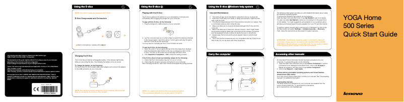 Page 1 de la notice Manuel utilisateur Lenovo YOGA Home 500