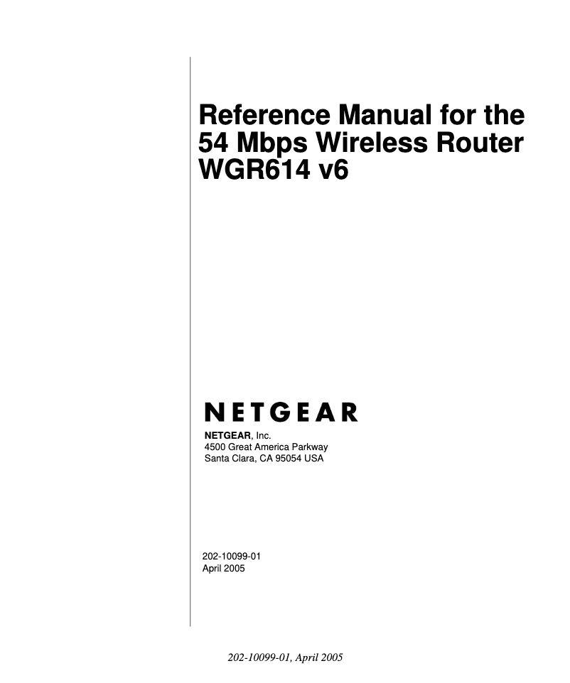 Page 1 de la notice Manuel utilisateur Netgear WGR614v6