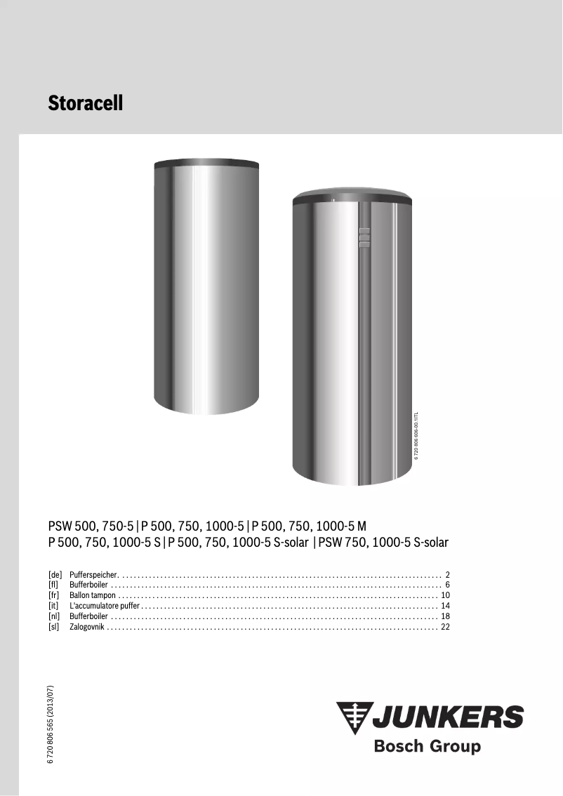 Page n°1 - Manuel utilisateur Junkers PSW 750-5
