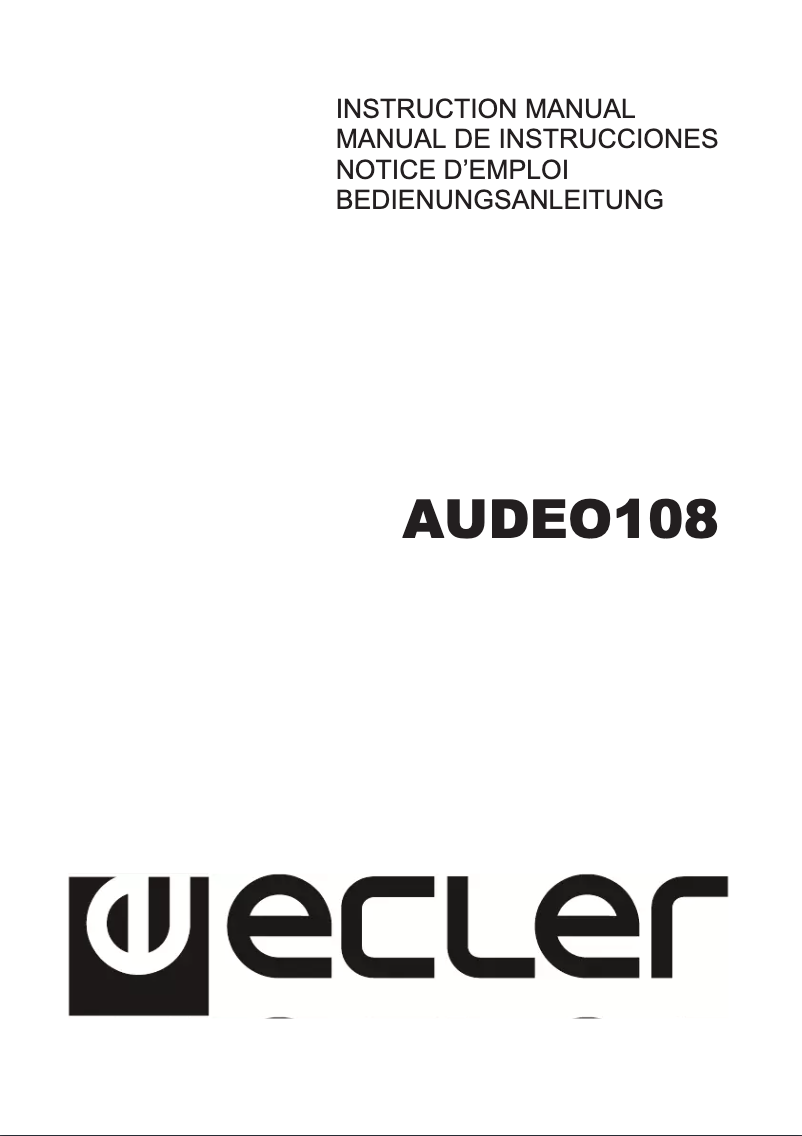Page 1 of the manual User Manual Ecler AUDEO 108