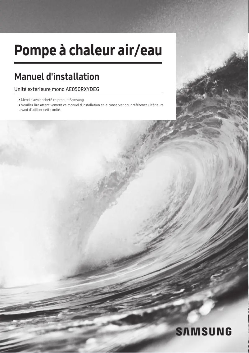 Image de la première page du manuel de l'appareil AE050RXYDEG