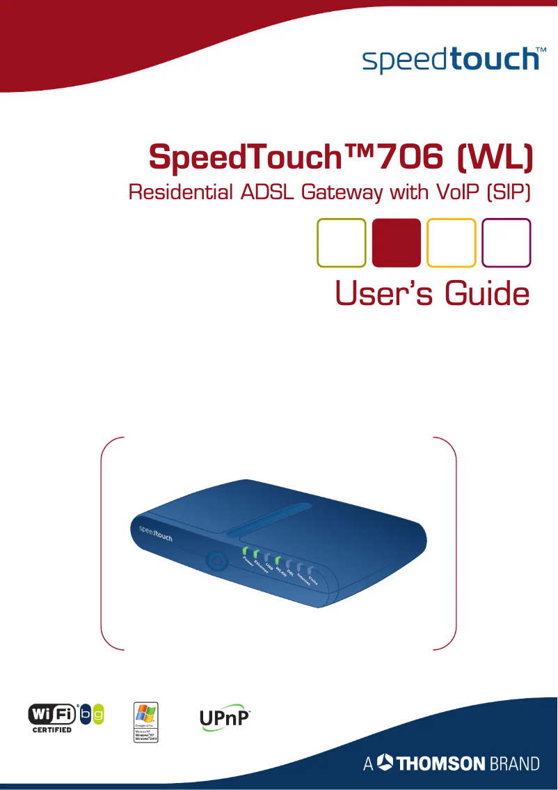 Image de la première page du manuel de l'appareil SpeedTouch 706 WL