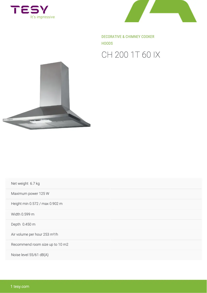Page 1 of the manual User Manual Tesy CH 200 1T 60 IX