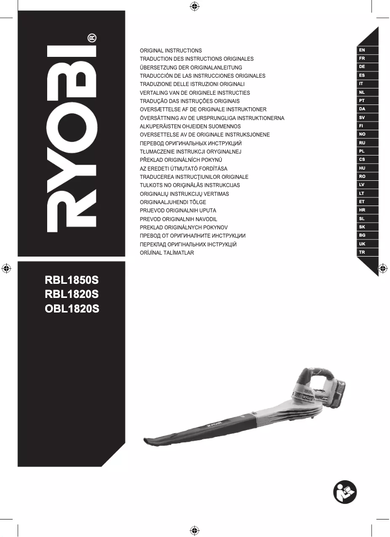 Page n°1 - Manuel utilisateur RYOBI One+ OBL1820S