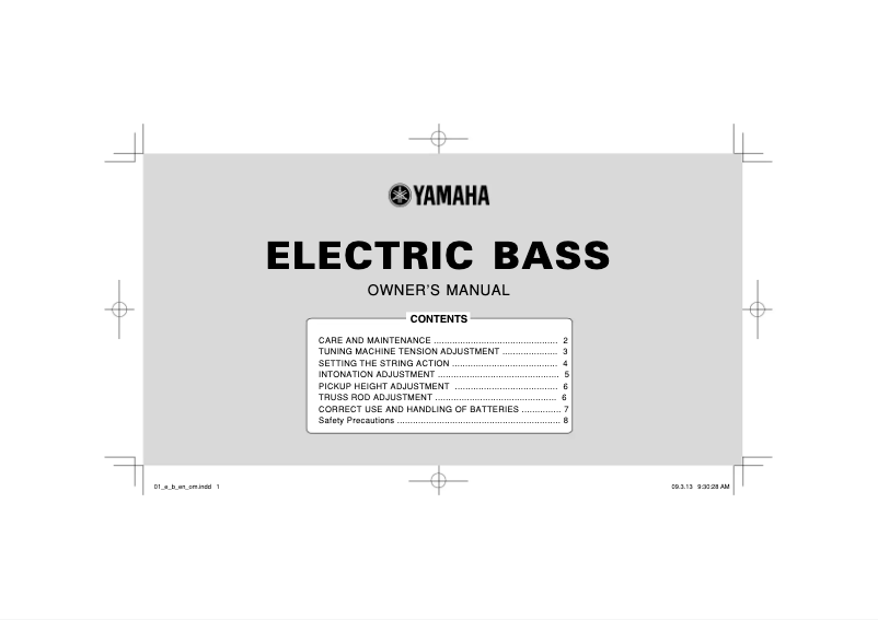 Page 1 of the manual User Manual Yamaha RBX4A2