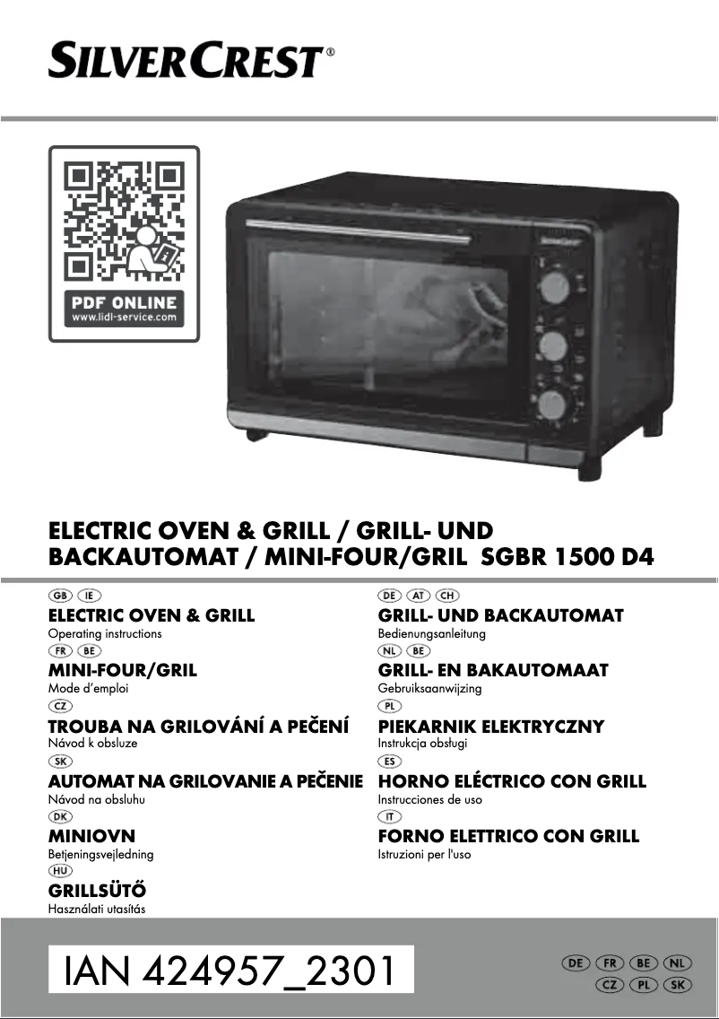 Page n°1 - Manuel utilisateur SilverCrest SGBR 1500 D4