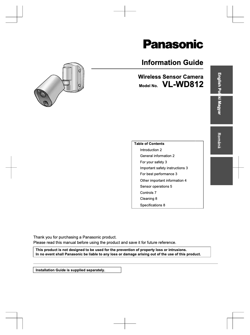 Image de la première page du manuel de l'appareil VL-WD812