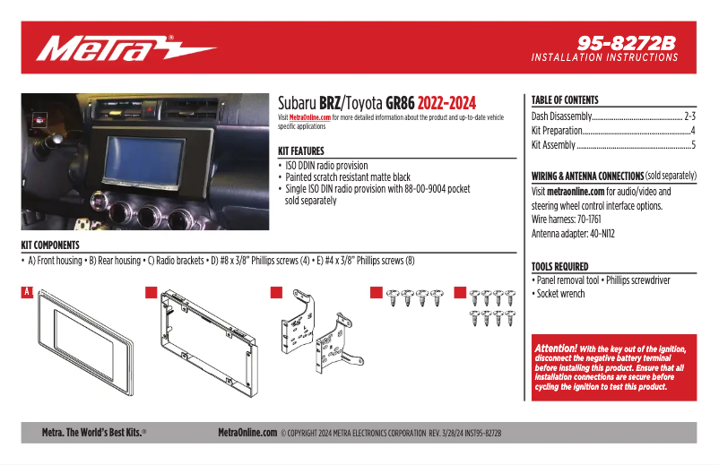 Page n°1 - Mode d'emploi Metra 95-8272B
