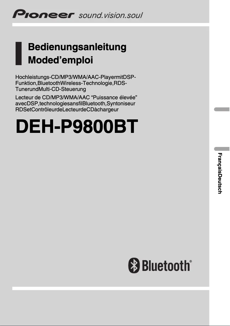 Image de la première page du manuel de l'appareil DEH-P9800BT