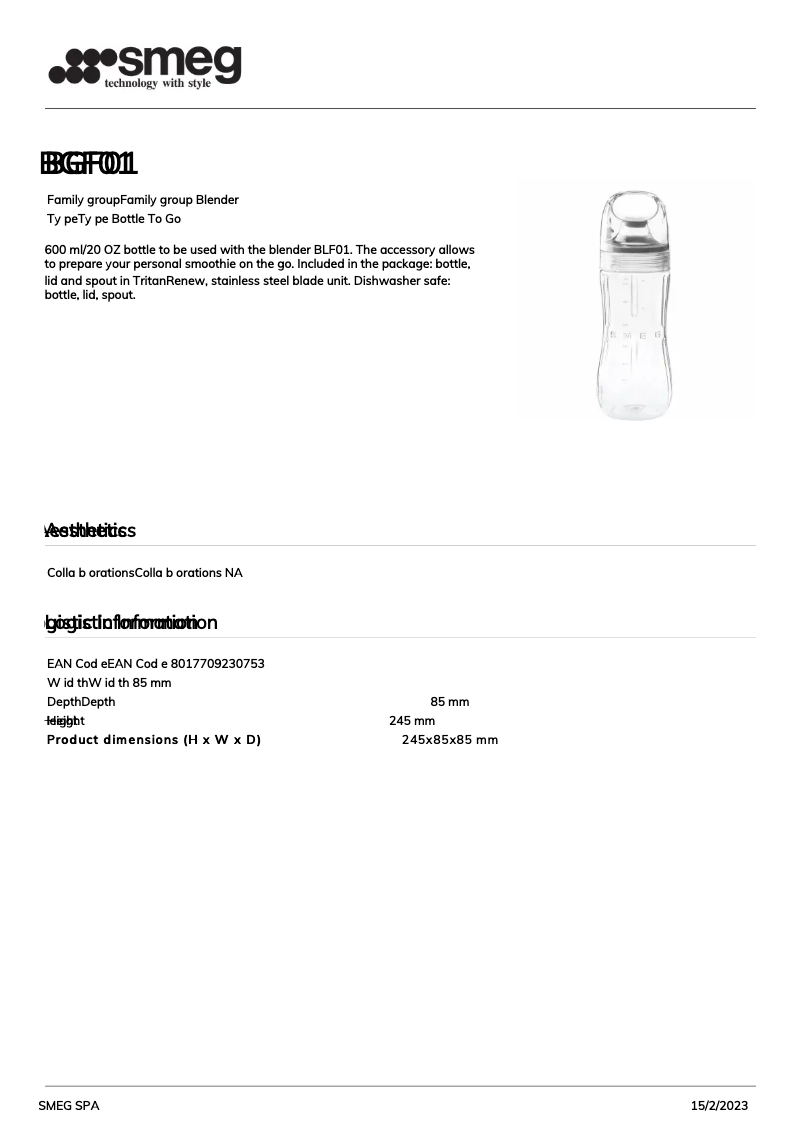 Page 1 de la notice Brochure Smeg BGF01