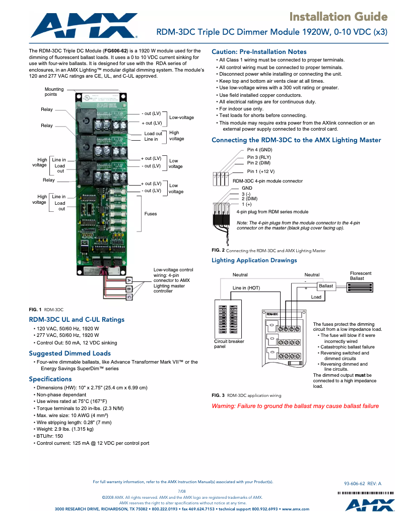 Page n°1 - Manuel utilisateur AMX RDM-3DC
