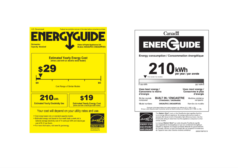 Page 1 de la notice Label énergétique Fisher & Paykel DW24UNT4X2