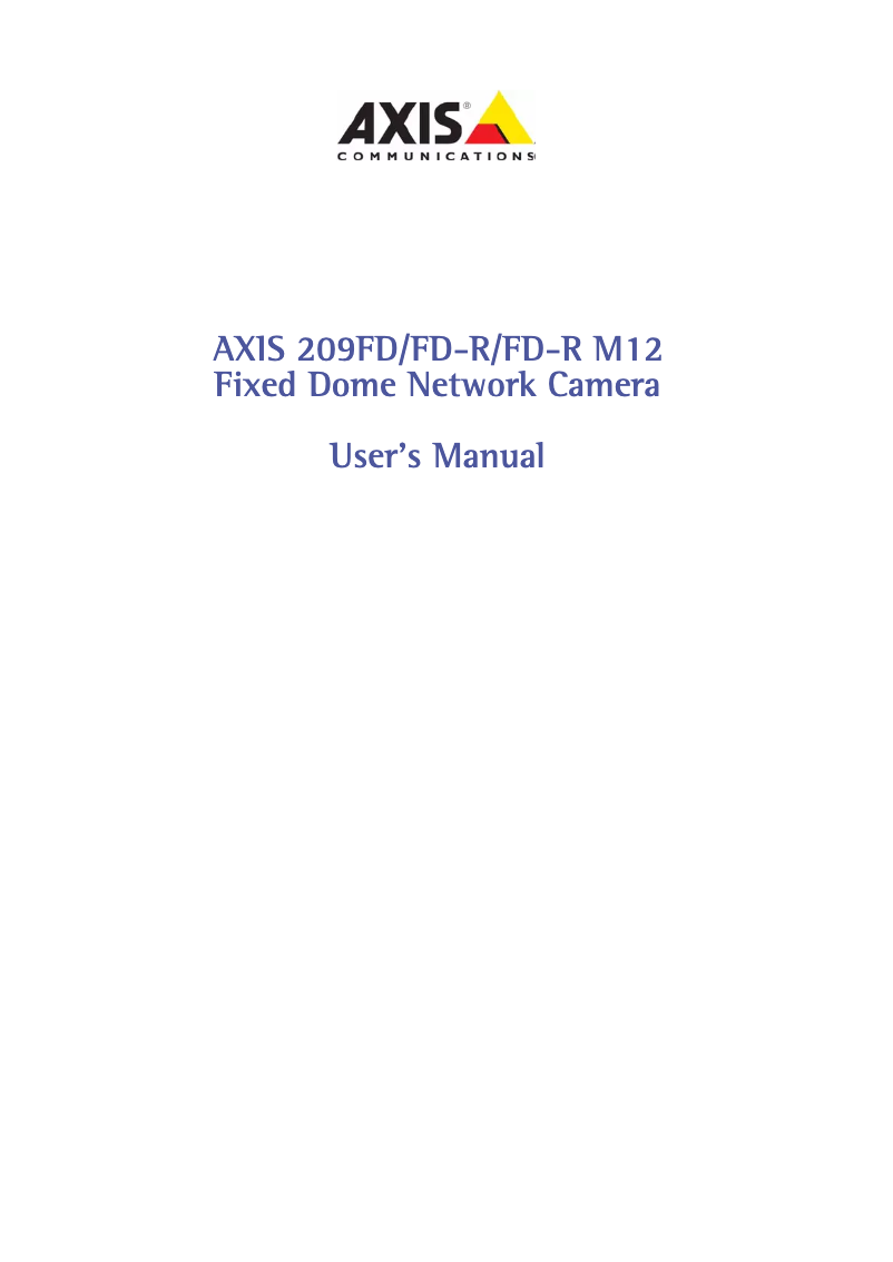 Page 1 de la notice Manuel utilisateur Axis 209FD-R