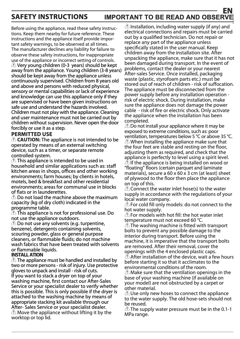 Page n°1 - Instructions de sécurité Privileg PWF X 953 A
