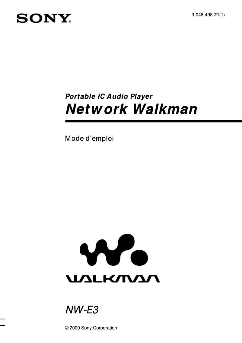 Page 1 de la notice Manuel utilisateur Sony NW-E3
