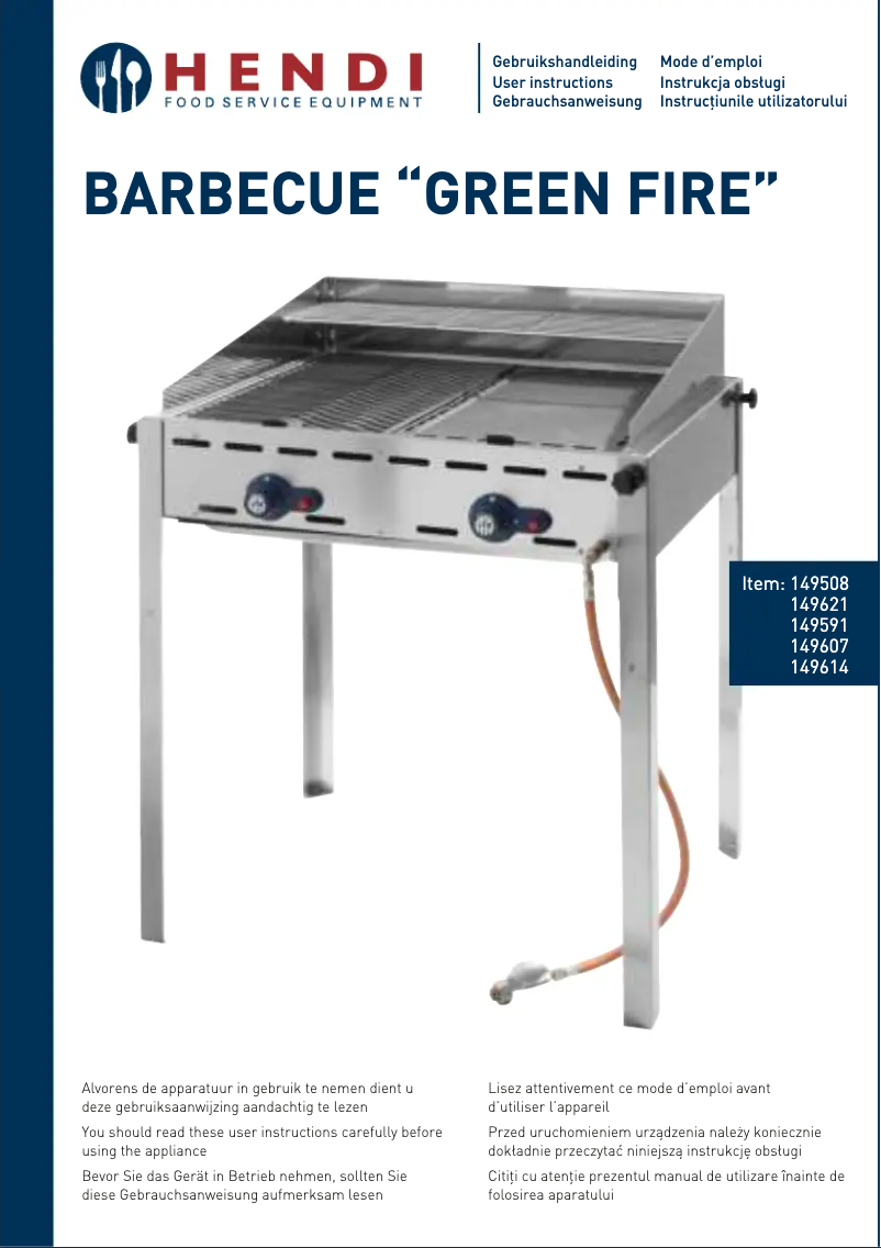 Page 1 de la notice Manuel utilisateur Hendi Green Fire 149614