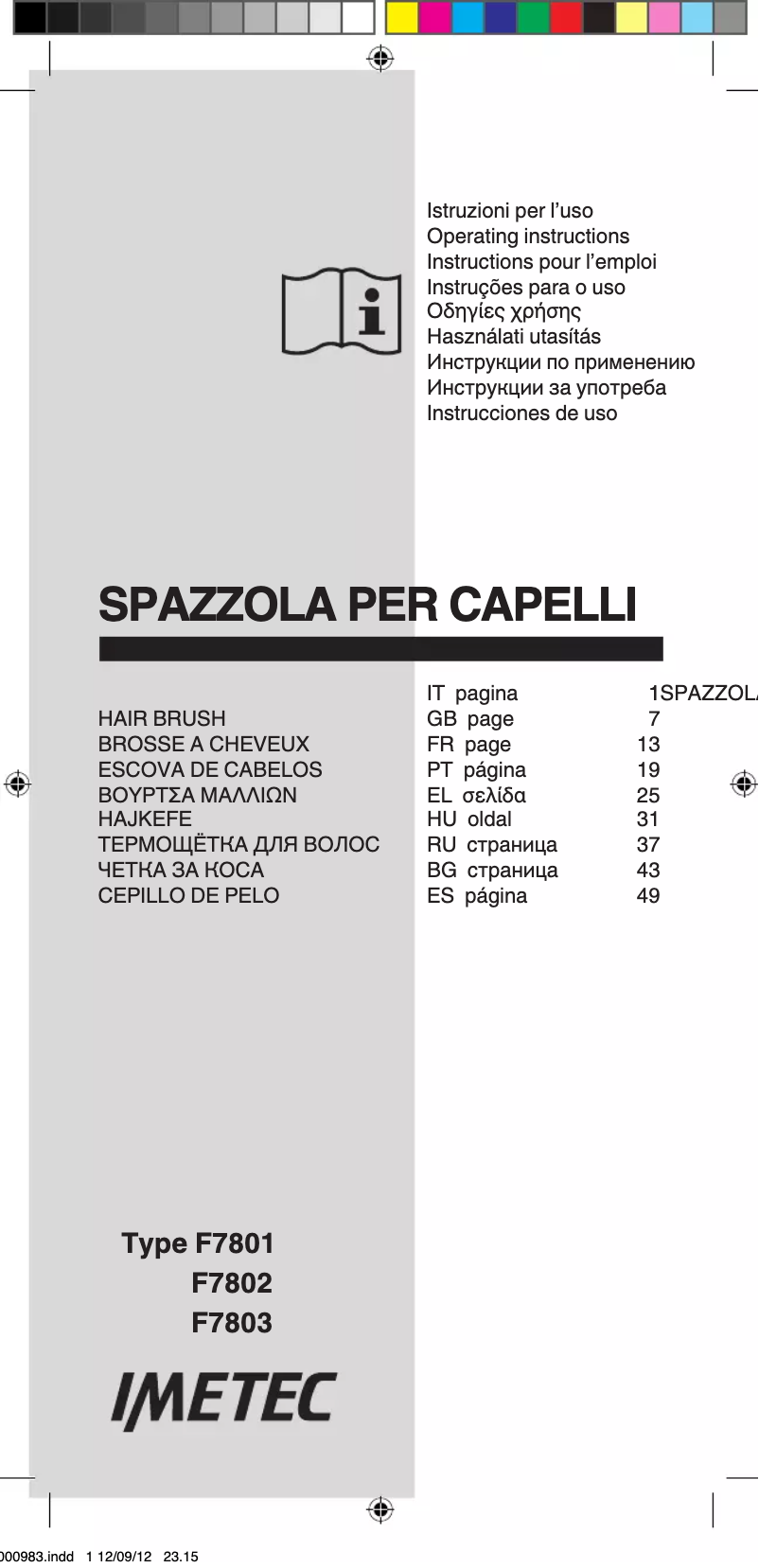 Page 1 de la notice Manuel utilisateur Imetec Bellissima Magic Style PB3 38