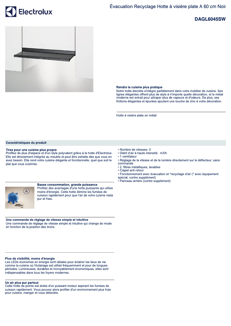 Página 1 del manual Ficha técnica Electrolux DAGL6045SW