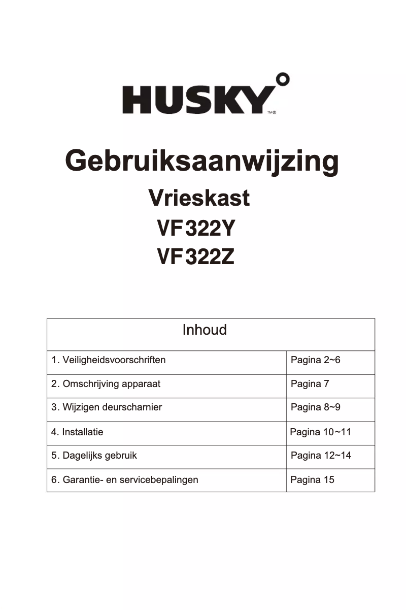 Page 1 de la notice Manuel utilisateur Husky TD100X