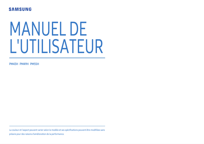 Page 1 de la notice Manuel utilisateur Samsung PM55H
