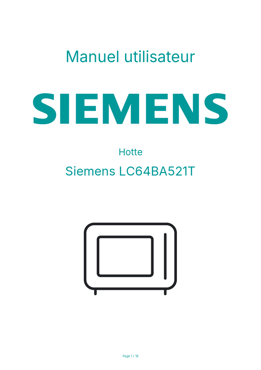 Page n°1 - Manuel utilisateur Siemens LC64BA521T