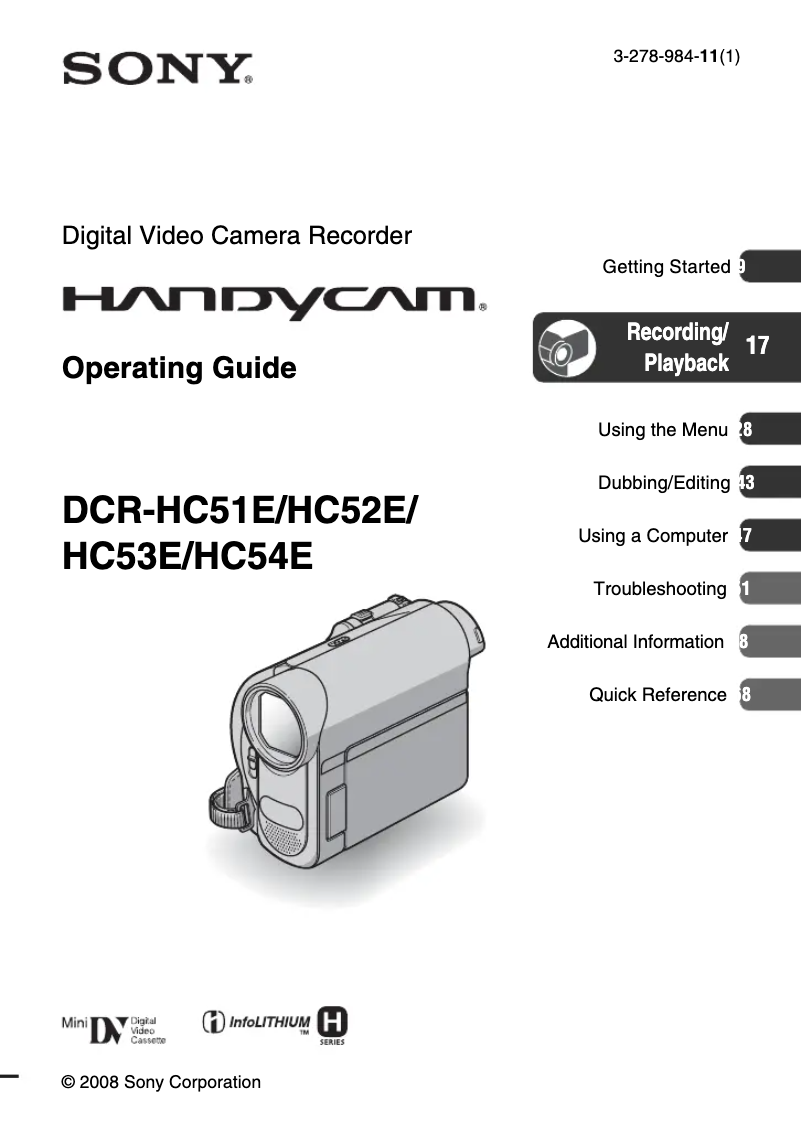 Page 1 de la notice Manuel utilisateur Sony DCR-PC53