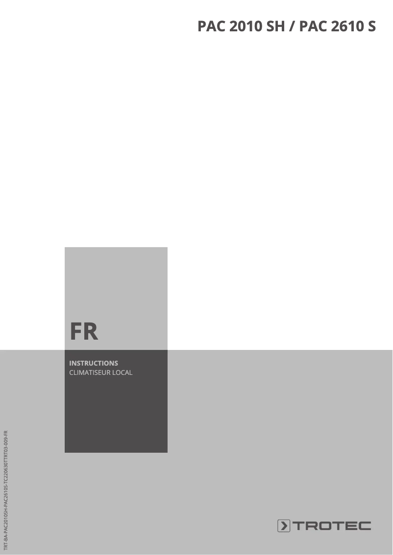 Page n°1 - Manuel utilisateur Trotec PAC 2010 SH