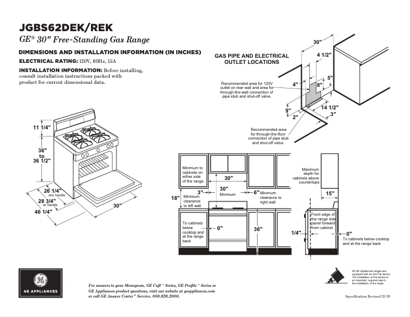Page n°1 - Fiche technique GE JGBS62DEKBB
