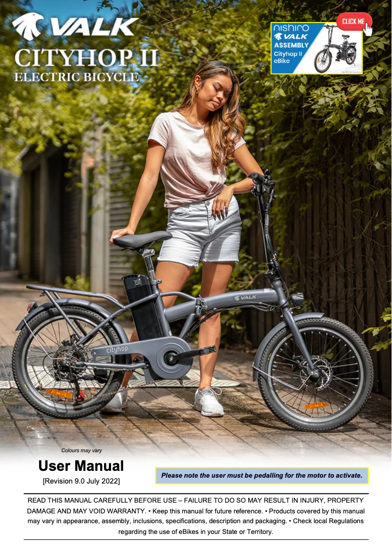 Imagen de la primera página del manual del dispositivo Cityhop