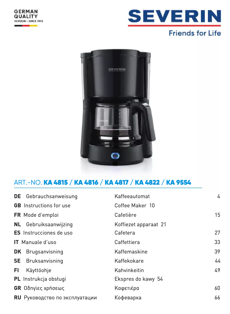 Page n°1 - Manuel utilisateur Severin KA 4816