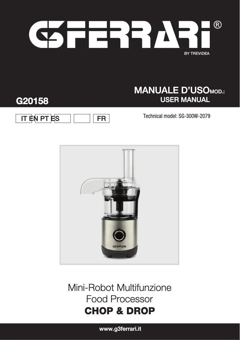 Page 1 of the manual User Manual G3 Ferrari Chop & Drop G20158