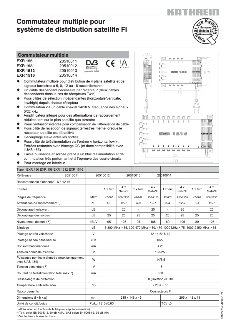 Page n°1 - Manuel utilisateur Kathrein EXR 1516