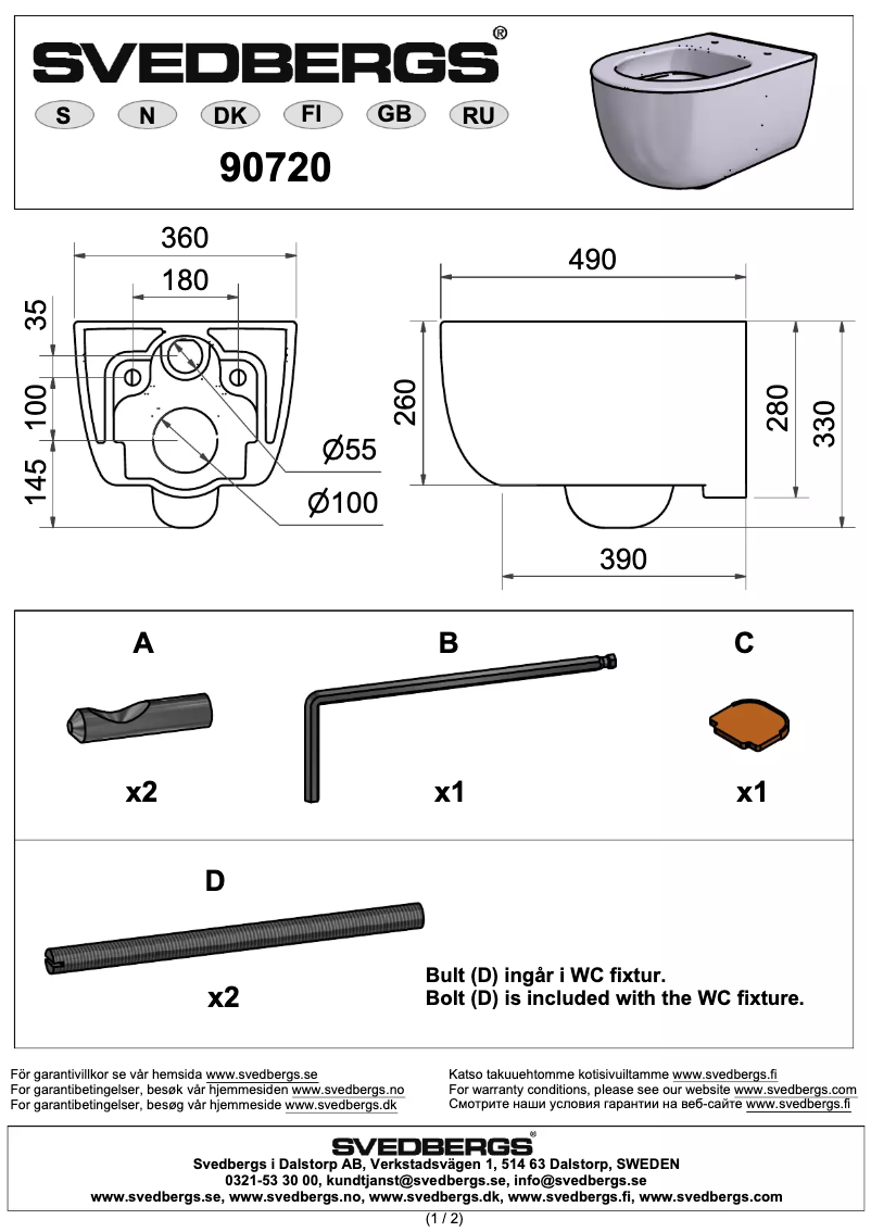 Page 1 de la notice Manuel utilisateur Svedbergs Alta