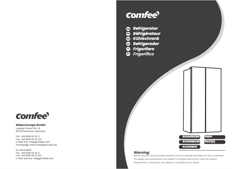 Page n°1 - Manuel utilisateur Comfee RCS609IX1