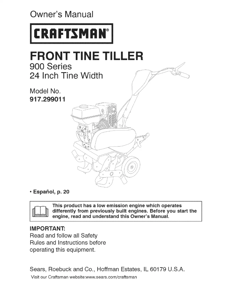 Page 1 de la notice Manuel utilisateur Craftsman 917.299011