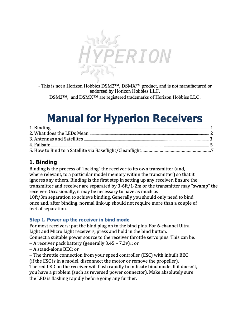 Page n°1 - Manuel utilisateur Hyperion Receiver