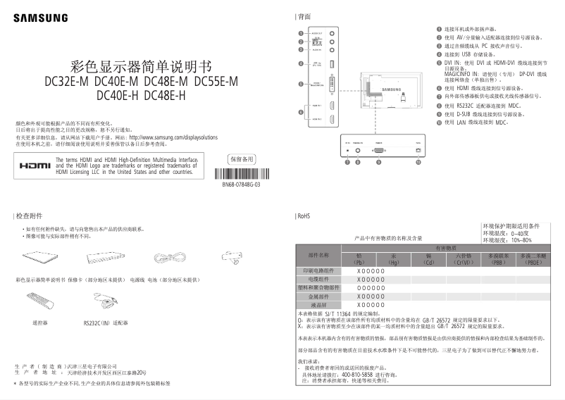 Page 1 de la notice Guide d'installation Samsung DC32E-M